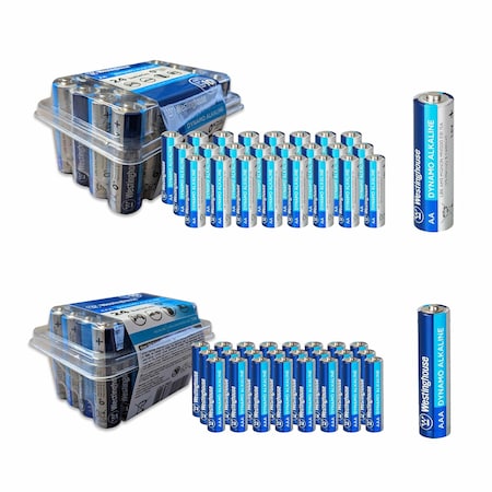 Westinghouse AAA 1.5V Dynamo Alkaline Plastic Tub + AA Plastic Tub AAA 24pk + AA 24pk, 48PK WES-LR03-PB24+LR06-PB24-CB